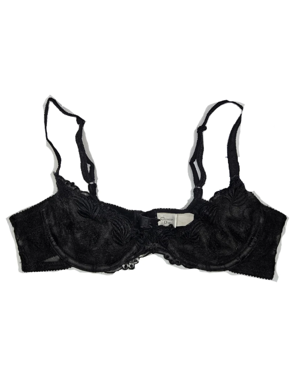 Vintage 90s Christian Dior Black Lace Underwire Bra!